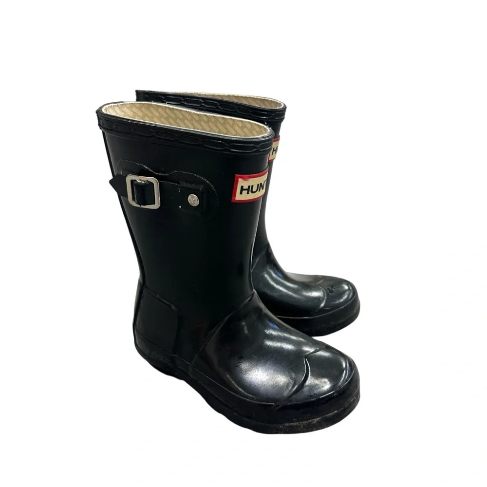 Hunter Original Kids‎ Black Gloss Rain Boots SIze 10/11